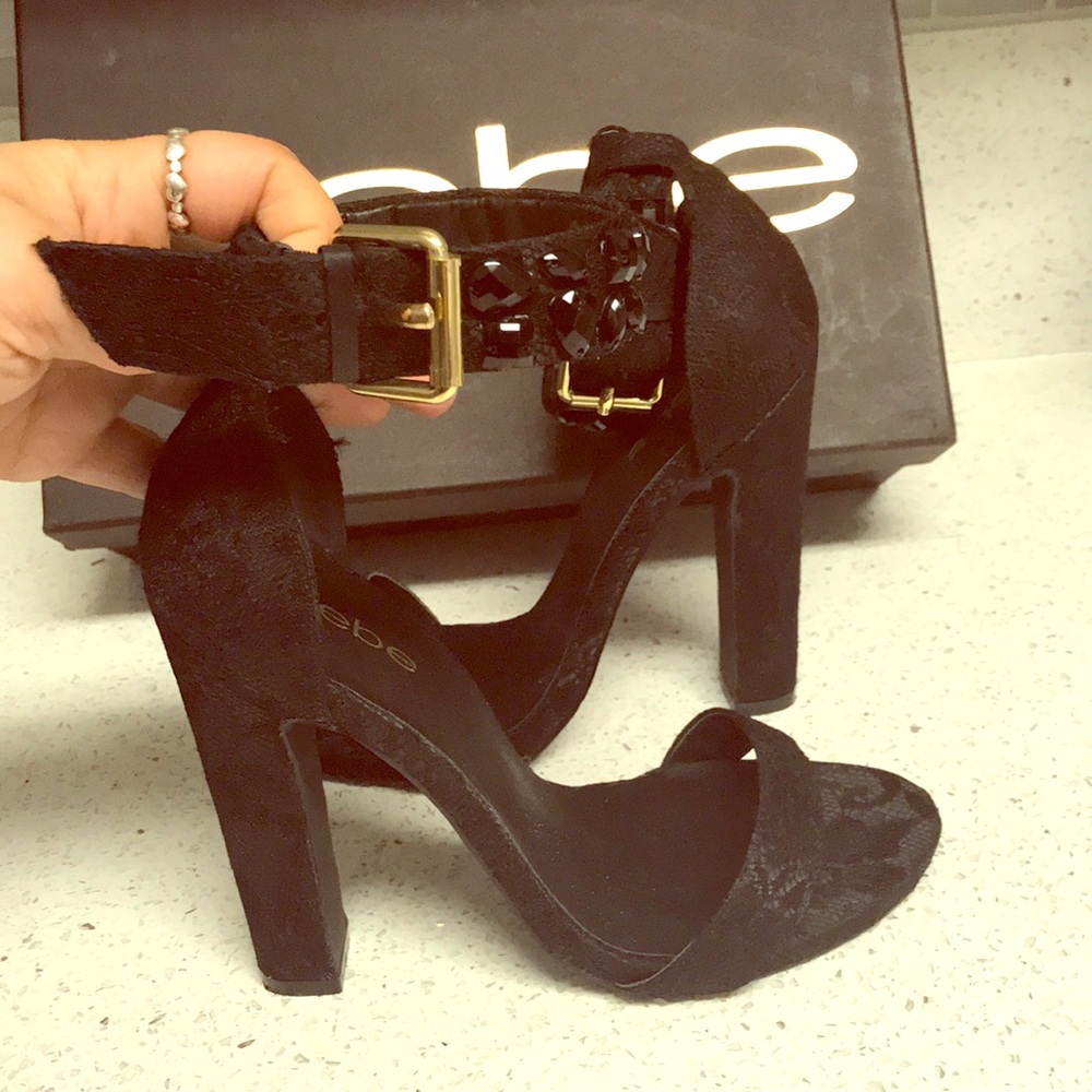Bebe heels ! Black strap sandals !!!
